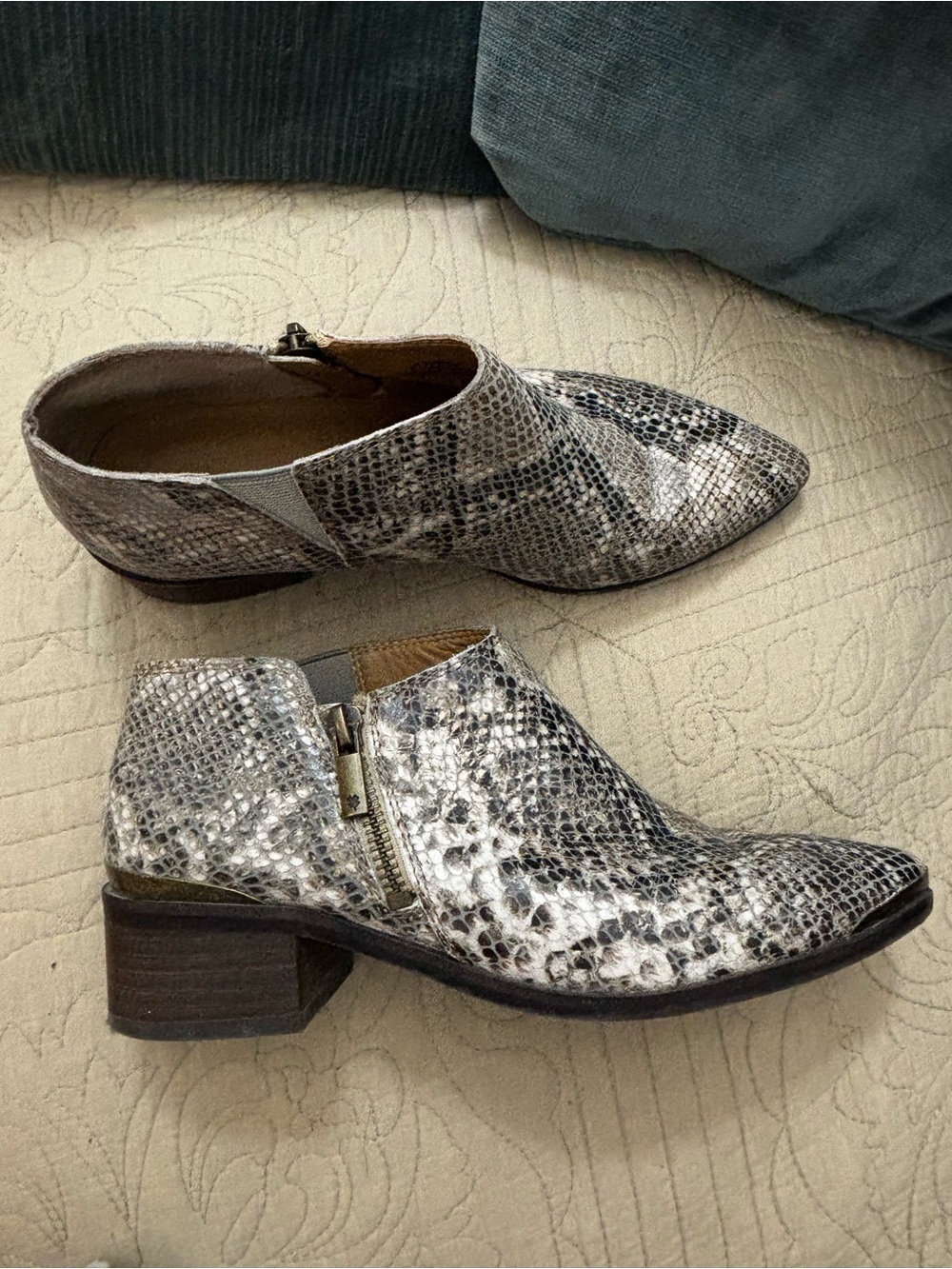 Lucky Brand Koben snakeskin ankle bootie